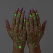 Glow-in-the-Dark Temporary Tattoos for Women Luminous Minimalistic Finger Tattoo