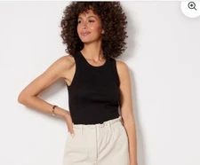 EUC Michael Stars Womens Black Nola Ultra Rib Tank Top EVEREVE MEDIUM