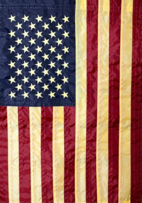 USA American TEA STAINED Flag Embroidered House Flag Stars & Stripes USA 28X40