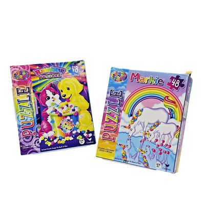 2 Lisa Frank 48 Piece Puzzles Rainbow Matinee Markie (Puppy, Kitten, Unicorns)