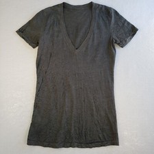Womens T-Shirt Medium Gray V Neck Marble Print Textured Made in USA 100% Cotton