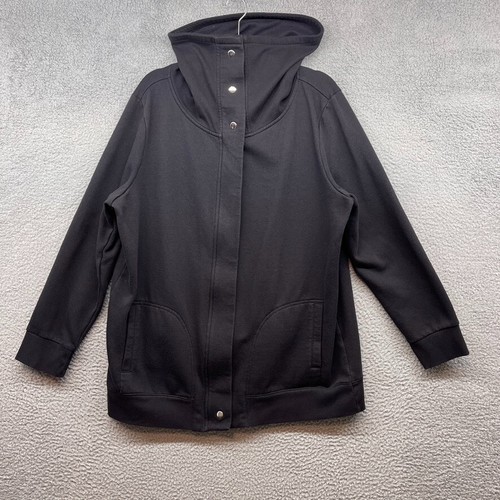 Liz Claiborne Damen Jacke Schwarz Full Zip Fleece Langarm High Neck Größe XXL