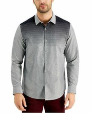Alfani Men's Croydon Woven Shirt Gray Size L