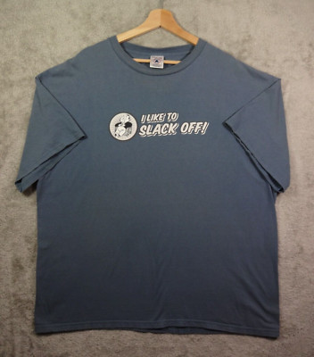 Y2K Funny Graphic T Shirt Size 2XL Blue Delta ''I Like To Slack Off''