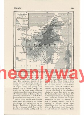 Borneo, physische Karte, Buchillustration, um 1920