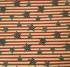 24" Stars Stripes Fabric Tradition Dark Navy / Dark Red / Light Tan