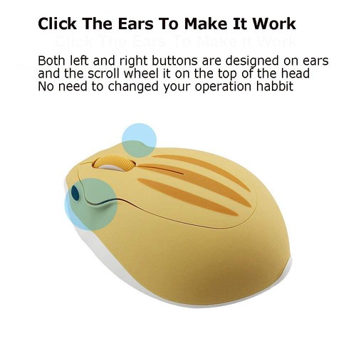 2.4GHz Wireless Mouse Cute Hamster Shape Less Noice Portable Mobile Optical 1... - Picture 6 of 9