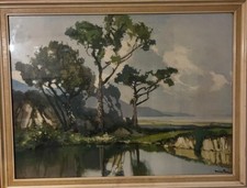 Amazing Landscape Artist Lucien Peri And Professionally Framed Name Still Water