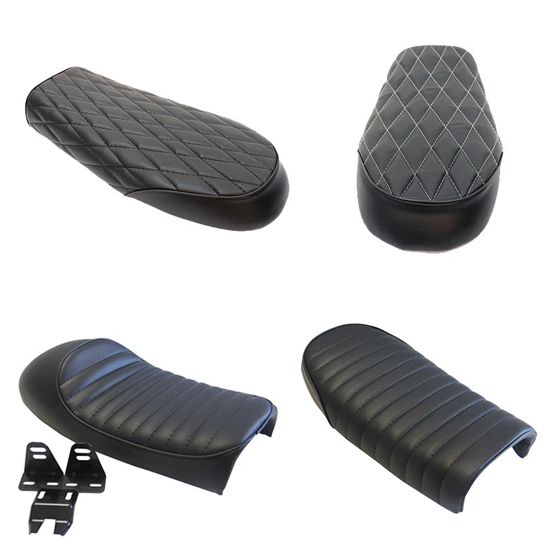For Honda cb550 500 450 350 360 Vintage Cafe Racer Black Flat & Hump Saddle Seat - Image 2 of 4
