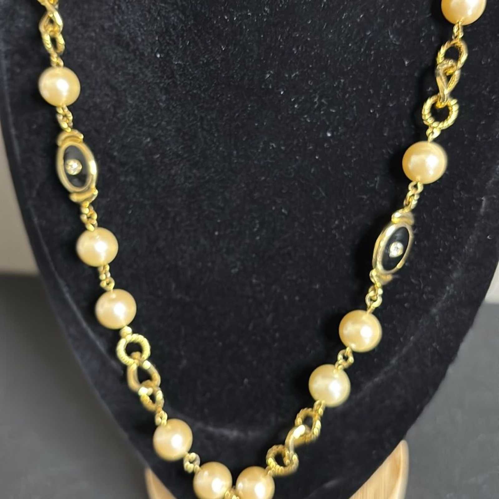 Kenneth Jay Lane KJL Vintage Pearl Long Chain Ena… - image 3