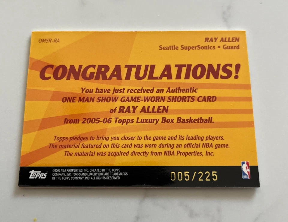 Ray Allen luxury box card 005/225 - Image 2 of 2