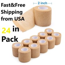 24 Pack Self Adherent Cohesive Wrap Bandages Gauze First Aid Elastic Tape 2''x5y