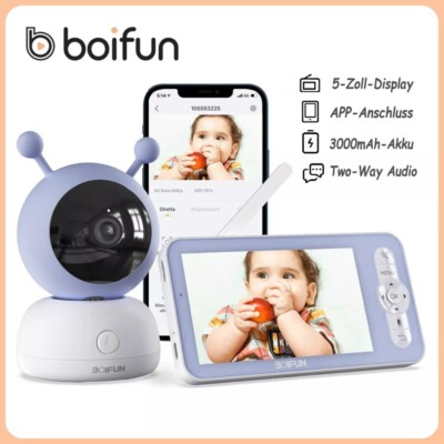 BOIFUN Babyphone mit Kamera 2K/1080P PTZ 355° Automatische Verfolgung 4×Zoom
