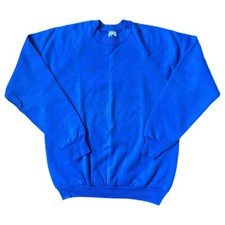 Vintage 80s 90s Fruit Of The Loom Blue Raglan Sweatshirt Sz L