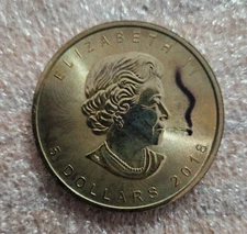 2018 1oz 9999 Silver Canadian Maple Leaf Coin - SMOKING QUEEN - GREEN GOLD GILD.