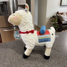 FAO Schwarz Llama Plush 17" Furry White Light Up and Sound Stuffed Animal Toy