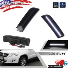 Smoked Lens White Full LED Front Side Marker Lights For 09-17 Volkswagen Tiguan