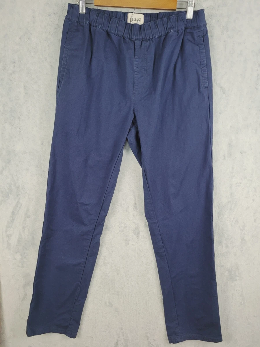 Pact Pants Men’s Size Large Drawstring Blue Organic Cotton Lounge Yoga