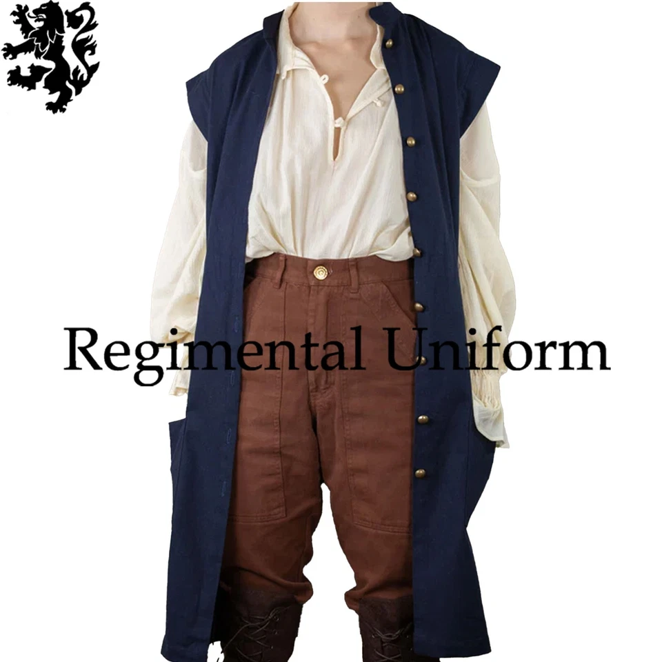 Chaleco Capitán Pirata para Halloween Inspirado en Jack Sparrow Caribe Azul Marino Chaleco Foto 4 de 4