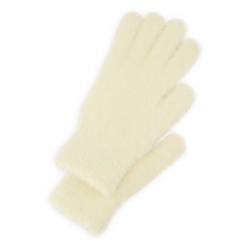 New Ivory Solid Eyelash Knit Gloves Mittens Winter Soft Fuzzy Off White Cream