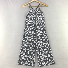 Babyface Coral Jumpsuit Girls 8YR Gray White Wide Leg Sleeveless Cotton