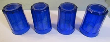 Vintage COBALT BLUE 500, LUMINARC FRANCE, 10 Panel Glass, 5 3/8"T ,Set of 4