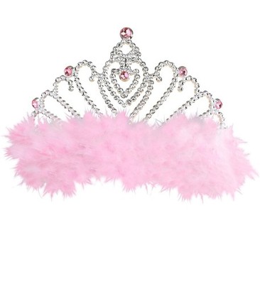 KARNEVAL FASCHING KOSTÜM - PRINZESSIN ZUBEHÖR TIARA PLÜSCH ROSA MARABOU NEU OVP