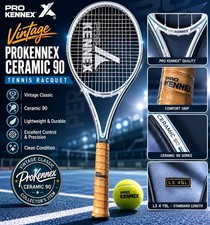 Vintage ProKennex Ceramic 90 Tennis Racquet 4 3/8 w/ Original Cover Graphite