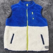 Eddie Bauer Kids SZ 6 Sherpa Fleece Vest Blue White Full Zip Color Block Outdoor