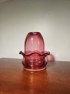 Cranberry Optic Ruffle Fairy Lamp Art Glass Excellent Likely Fenton VTG