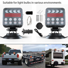 2X Wireless Trailer Lights Magnetic LED Tow Light Turn Signal Brake Reverse Stop