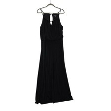 White House Black Market Black Jersey Sleeveless Wide Leg Jumpsuit L