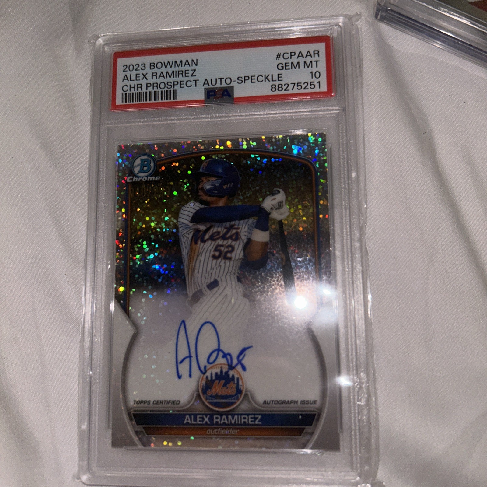 Alex Ramirez 2023 Bowman Chrome Auto Speckle Refractor PSA 10