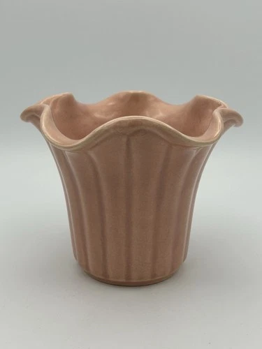 Vintage Ruffled Edge Red Wing Planter Vase Pastel Pink Art Pottery