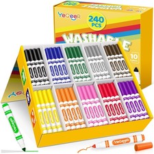 Washable Markers Bulk, 10 Assorted Colors, 240 Count Washable Markers for , a...