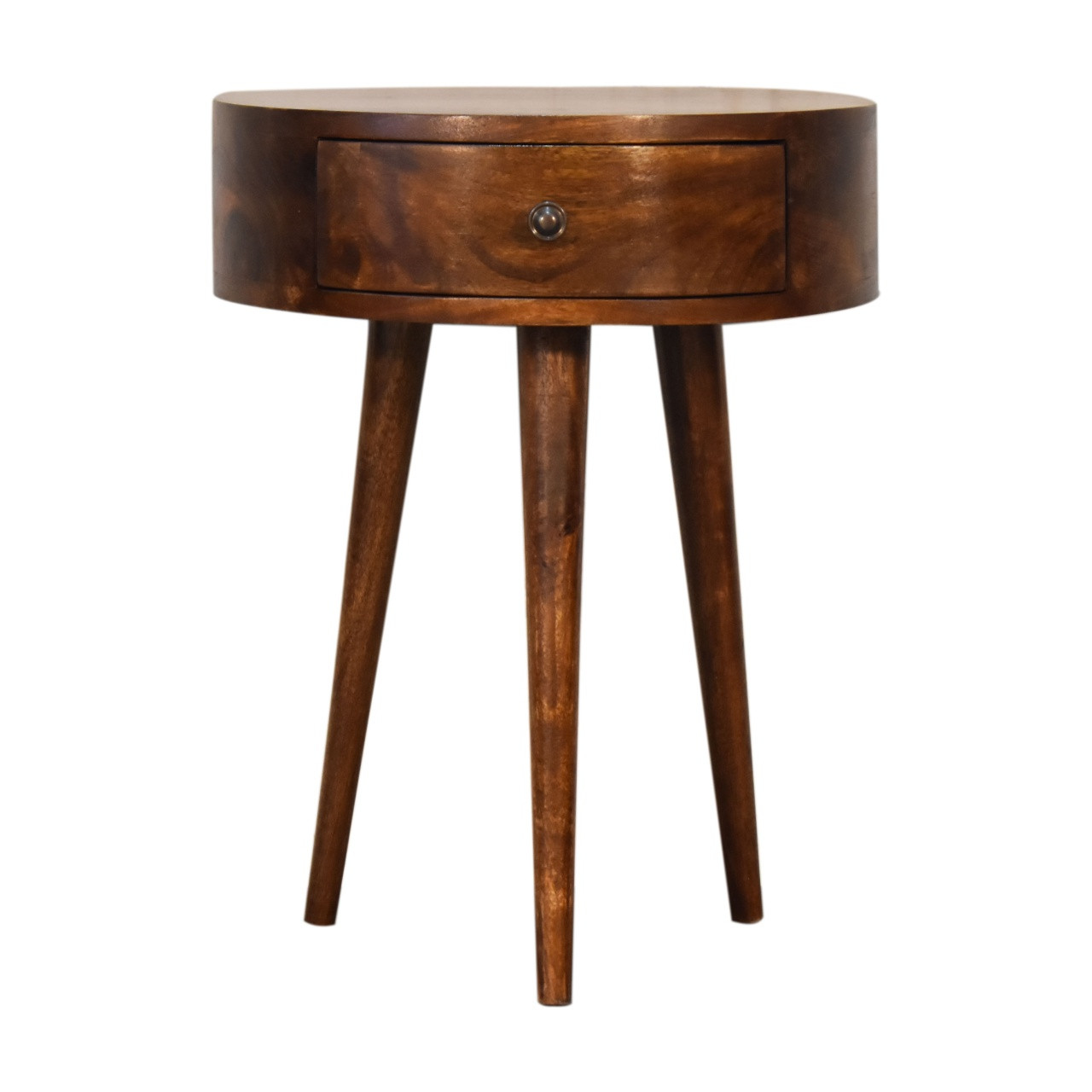 Artisan Furniture Chestnut Single Drawer Solid Wood Semi Circle Bedside Table - Image 2
