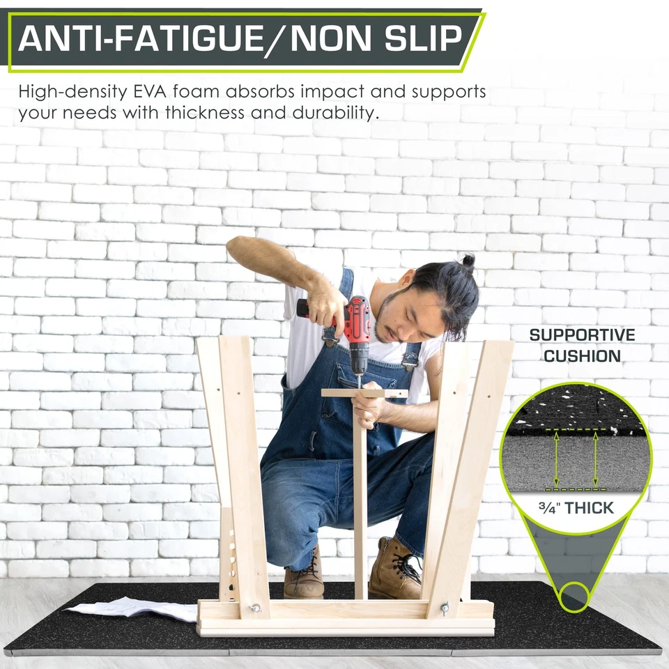 Alfombra de rompecabezas de ejercicio superior de goma de 3/4 pulgadas, 24 pies cuadrados, 6 azulejos, enclavamiento de espuma EVA... Foto 3 de 4