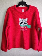 Holiday Time Christmas Large Red Sweater Warm Wishes 12 14