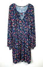 Gap Women's Fit and Flare Mini Dress Size XXL Black Floral Smocked Waist