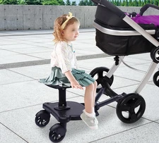 Universal 2-in 1 Stroller Ride Board w/ Detachable Seat, Stroller Glider board