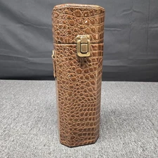 Picnic Time Wine Carrier Faux Croc Leather Insulated Case Brown Travel Tote