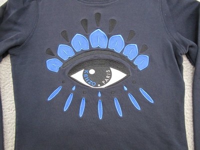 Kenzo Paris Evil Eye Sweatshirt Pullover Crew Neck Navy Blue Mens
