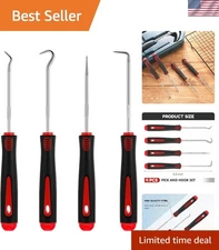 Precision 4-Piece Car Hook and Pick Set - Ergonomic 6.5 Inch Stainless Steel