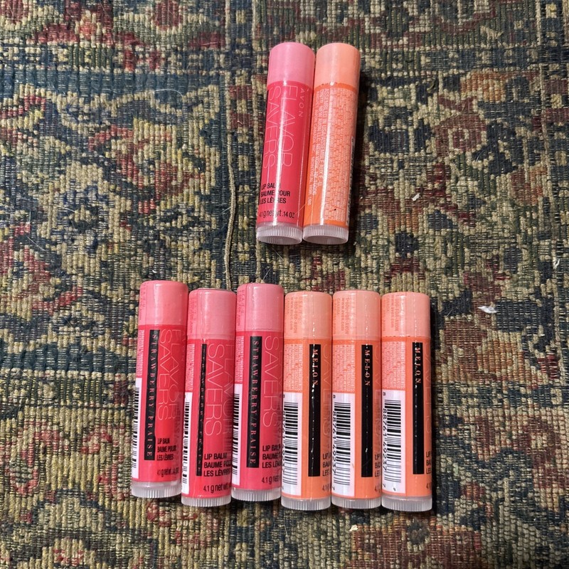 Avon Flavor Savers 4 Melon &  4 Strawberry Fraise  Tinted Lip Balm New & Sealed