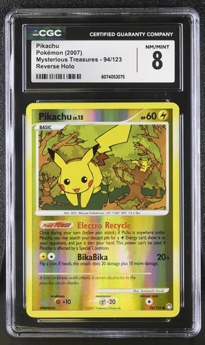 CGC 8 Pikachu 2007 Mysterious Treasures 94/123 Reverse Holo Pokemon Card