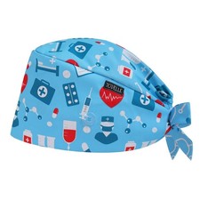 Womens Double-Sided Printed Adjustable Scrub Surgical Cap Buttons Breathable