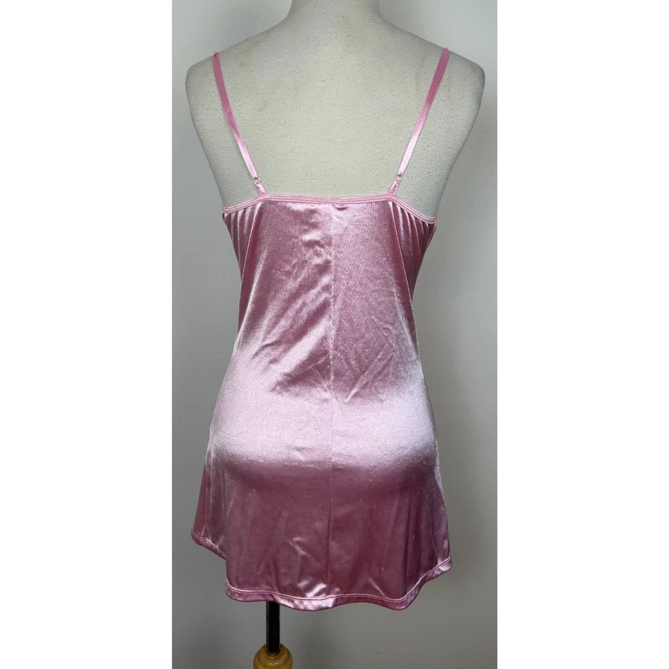 Vestido Babydoll Y2K Dreamgirl Rosa Satinado Lazo Lencería Sin Mangas Grande  Foto 2 de 4
