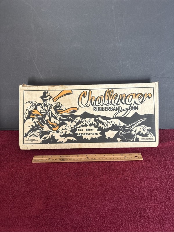 Vintage 1987 Challenger Rubberband Gun Six Shot Repeater w/ Orig. Box