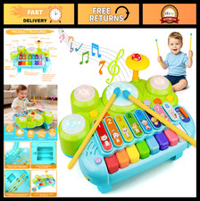 3-in-1 Baby Musical Toy Set - Piano, Drum, Xylophone for Toddlers 1-3, Lights 