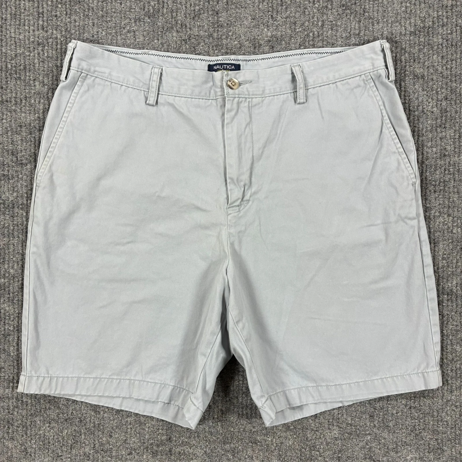 Nautica Deck Short Classic Fit Mens 38W Light Blue Cotton Chino High Rise